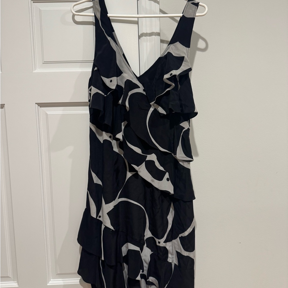 Tracy Reese Black and Gray Asymmetrical Dress